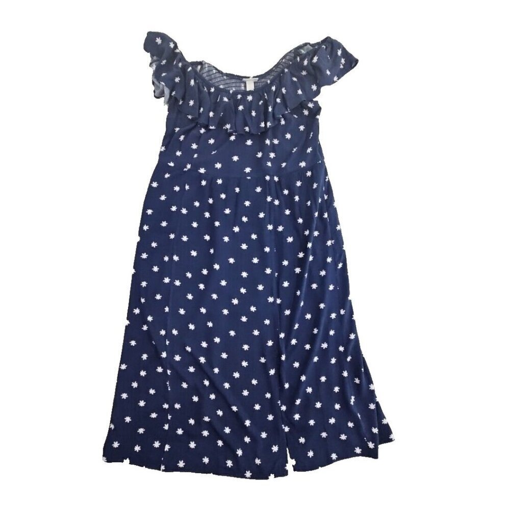 Ava & Viv Blue & White Daisy Floral Strap A-Line Midi Slip-on Casual Size X